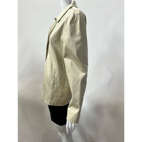 Gap Womens Jacket Coat Beige Cotton Blend Button Stretch Collar Pockets Lined 10 - Picture 4 of 12